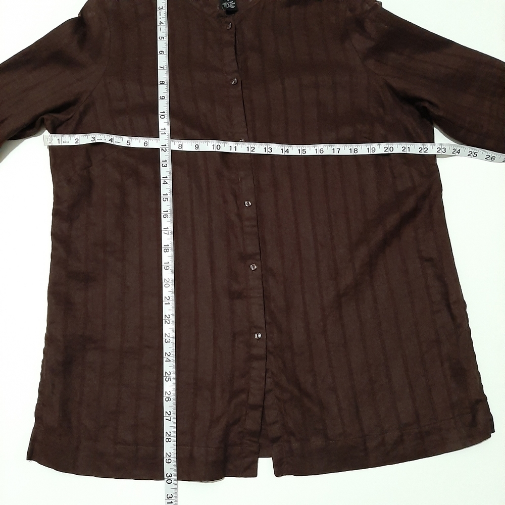 Alexandra Bartlett Chocolate Brown Linen Button Front Size 1X - Picture 7 of 8